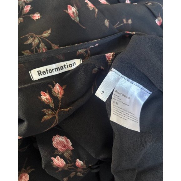 REFORMATION MAXI BLACK FLORAL PRAIRIE LACE UP CORSET TOP DRESS SZ. 2 EUC - Picture 6 of 6